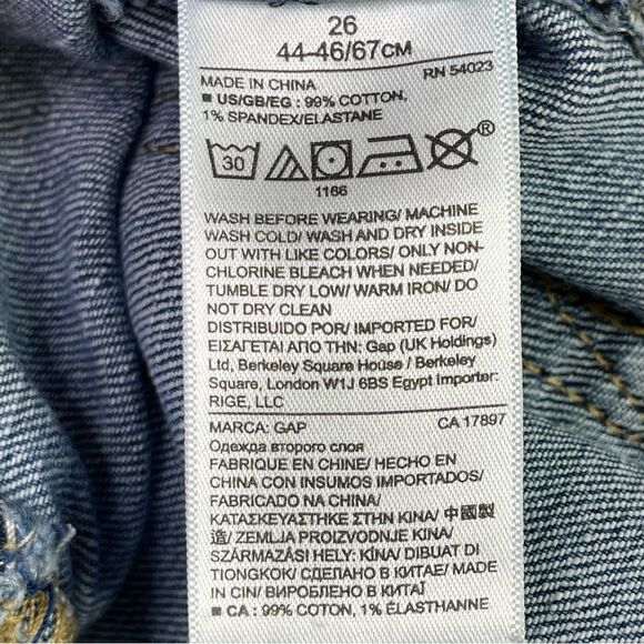 Gap Best Girlfriend Jeans Women's 26 Blue Slim Straight Mid-Rise Distressed - Picture 6 of 11